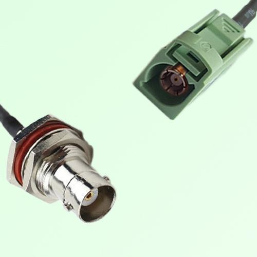 FAKRA SMB N 6019 pastel green Female Jack to BNC Bulkhead Female Cable