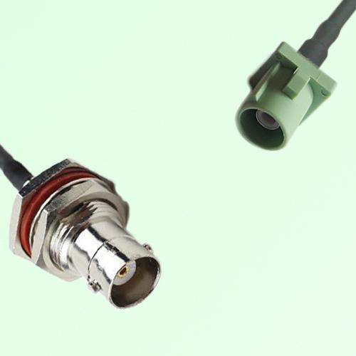 FAKRA SMB N 6019 pastel green Male Plug to BNC Bulkhead Female Cable