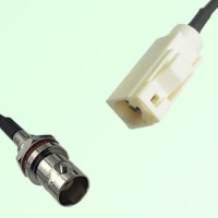 FAKRA SMB B 9001 white Female to BNC Front Mount Bulkhead Female Cable FAKRA SMB B 9001 white Female to BNC Front Mount Bulkhead Female Cable