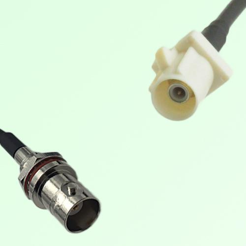 FAKRA SMB B 9001 white Male to BNC Front Mount Bulkhead Female Cable FAKRA SMB B 9001 white Male to BNC Front Mount Bulkhead Female Cable