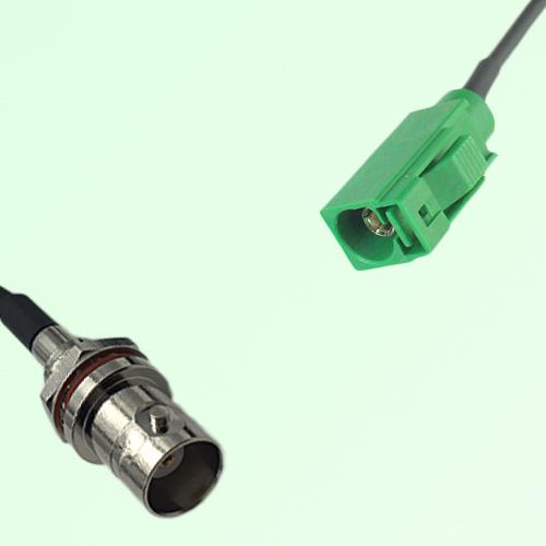 FAKRA SMB E 6002 green Female to BNC Front Mount Bulkhead Female Cable FAKRA SMB E 6002 green Female to BNC Front Mount Bulkhead Female Cable