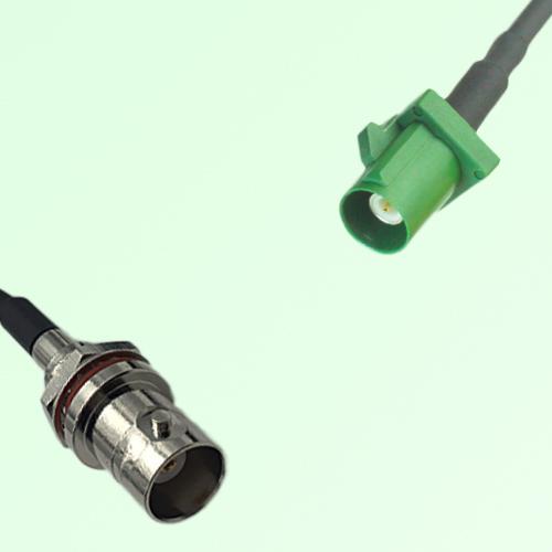 FAKRA SMB E 6002 green Male to BNC Front Mount Bulkhead Female Cable