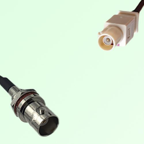 FAKRA SMB I 1001 beige Male to BNC Front Mount Bulkhead Female Cable