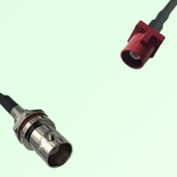 FAKRA SMB L 3002 carmin red Male to BNC Front Mount Bulkhead Female Cable FAKRA SMB L 3002 carmin red Male to BNC Front Mount Bulkhead Female Cable
