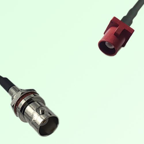 FAKRA SMB L 3002 carmin red Male to BNC Front Mount Bulkhead Female Cable FAKRA SMB L 3002 carmin red Male to BNC Front Mount Bulkhead Female Cable