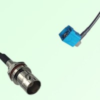 FAKRA SMB Z 5021 Water Blue Female RA to BNC Front Mount Bulkhead Female Cable