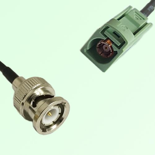 FAKRA SMB N 6019 pastel green Female Jack to BNC Male Plug Cable