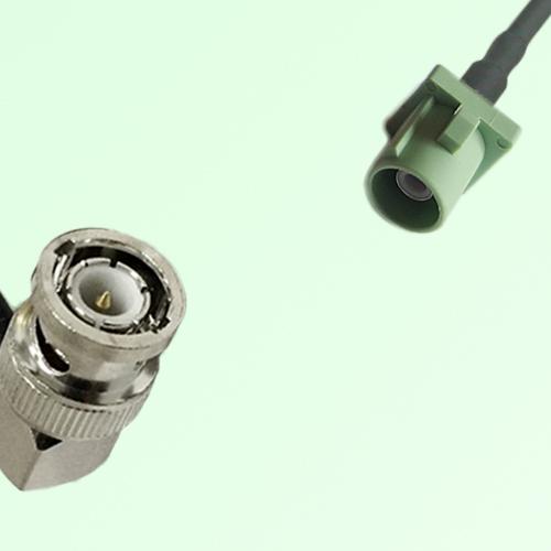 FAKRA SMB N 6019 pastel green Male Plug to BNC Male Plug RA Cable