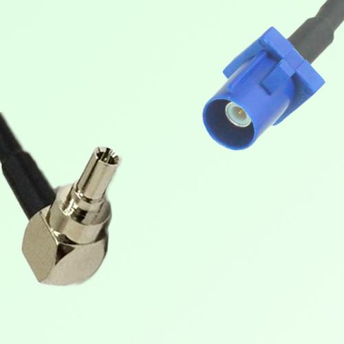 FAKRA SMB C 5005 blue Male Plug to CRC9 Male Plug Right Angle Cable