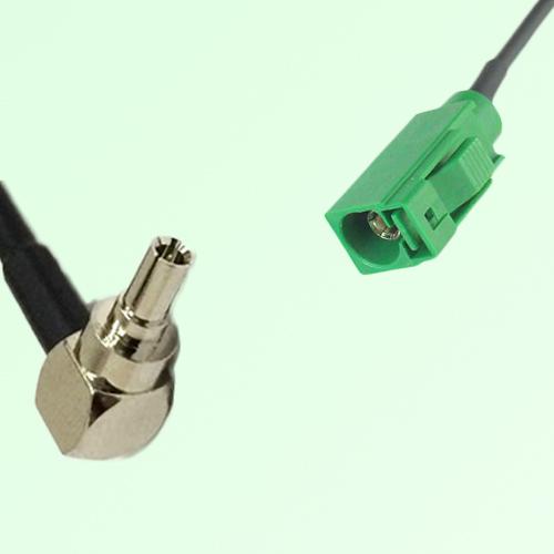 FAKRA SMB E 6002 green Female Jack to CRC9 Male Plug Right Angle Cable