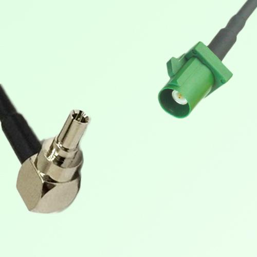 FAKRA SMB E 6002 green Male Plug to CRC9 Male Plug Right Angle Cable