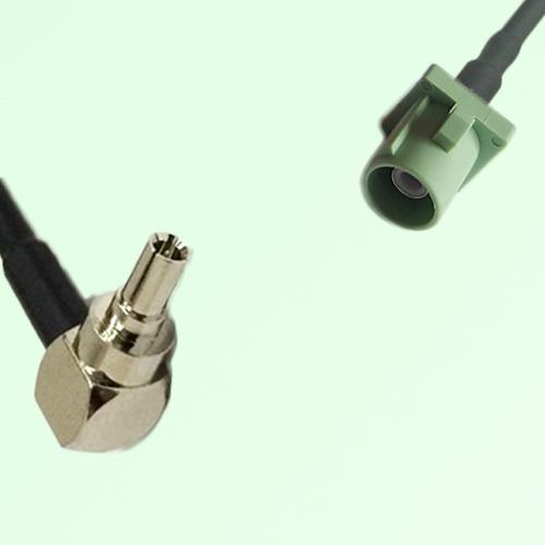 FAKRA SMB N 6019 pastel green Male Plug to CRC9 Male Plug RA Cable