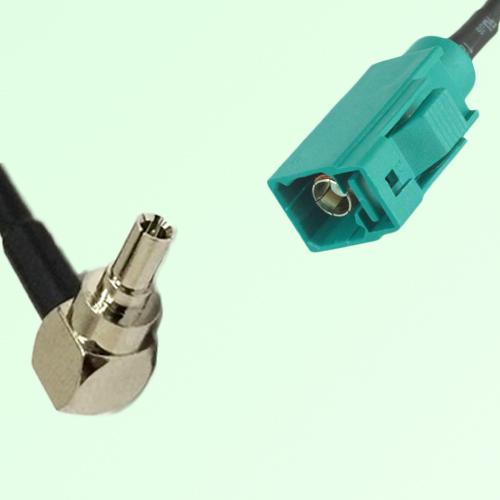 FAKRA SMB Z 5021 Water Blue Female Jack to CRC9 Male Plug RA Cable