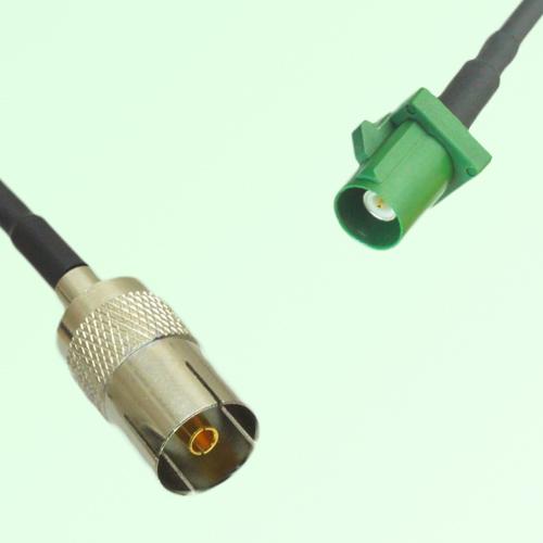 FAKRA SMB E 6002 green Male Plug to DVB-T TV Female Jack Cable