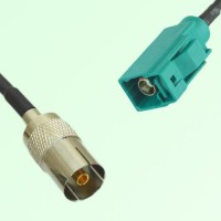 FAKRA SMB Z 5021 Water Blue Female Jack to DVB-T TV Female Jack Cable