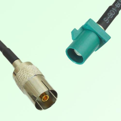 FAKRA SMB Z 5021 Water Blue Male Plug to DVB-T TV Female Jack Cable
