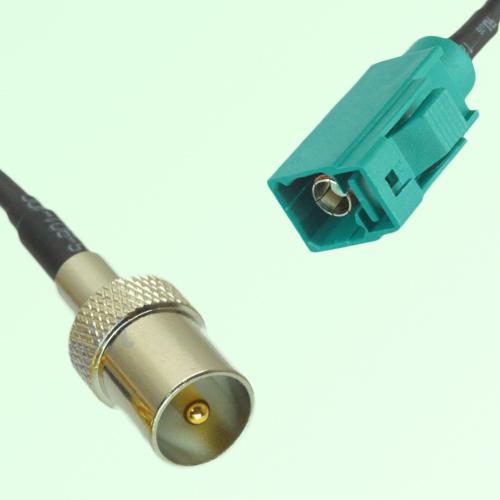 FAKRA SMB Z 5021 Water Blue Female Jack to DVB-T TV Male Plug Cable