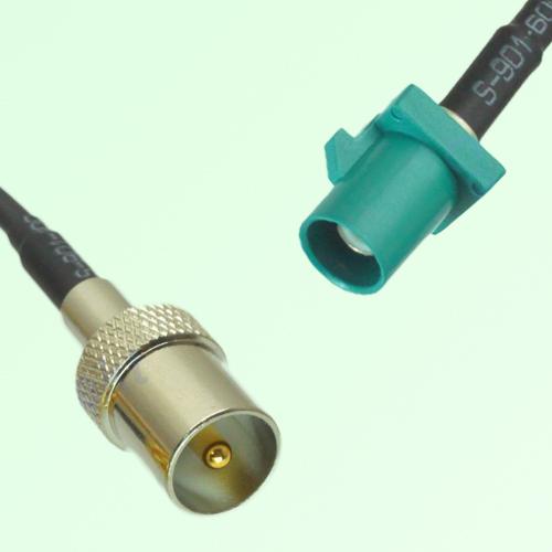 FAKRA SMB Z 5021 Water Blue Male Plug to DVB-T TV Male Plug Cable