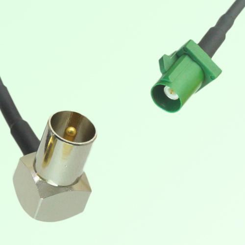 FAKRA SMB E 6002 green Male Plug to DVB-T TV Male Plug RA Cable