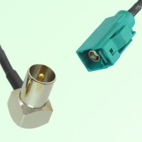 FAKRA SMB Z 5021 Water Blue Female Jack to DVB-T TV Male Plug RA Cable