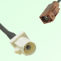 FAKRA SMB B 9001 white Male Plug to F 8011 brown Female Jack Cable