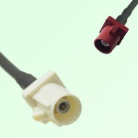 FAKRA SMB B 9001 white Male Plug to L 3002 carmin red Male Plug Cable