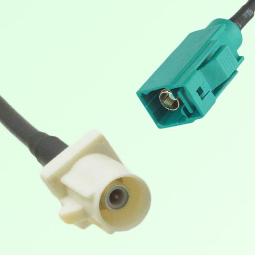 FAKRA SMB B 9001 white Male Plug to Z 5021 Water Blue Female Cable