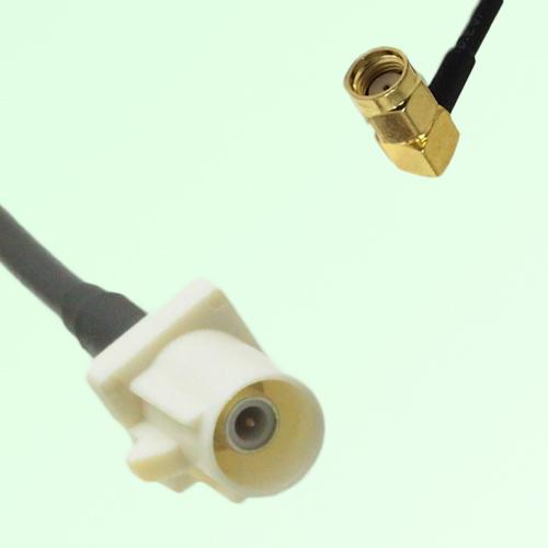 FAKRA SMB B 9001 white Male Plug to RP SMA Male Plug Right Angle Cable