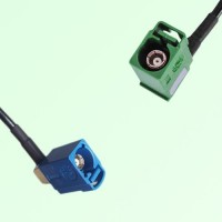 FAKRA SMB C 5005 blue Female Jack RA to E 6002 green Female RA Cable