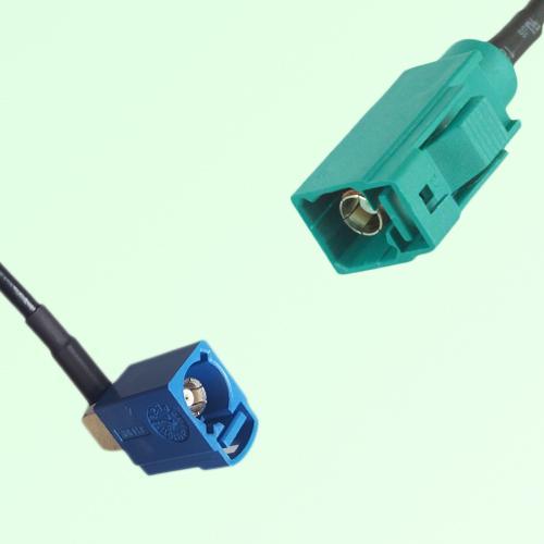 FAKRA SMB C 5005 blue Female Jack RA to Z 5021 Water Blue Female Cable