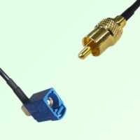 FAKRA SMB C 5005 blue Female Jack Right Angle to RCA Male Plug Cable