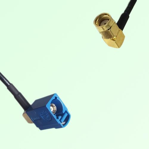 FAKRA SMB C 5005 blue Female Jack RA to RP SMA Male Plug RA Cable