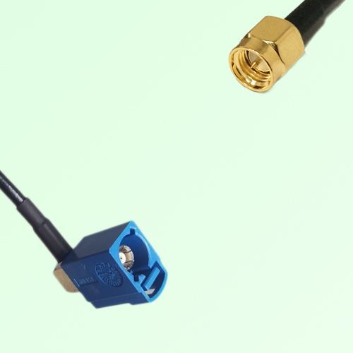FAKRA SMB C 5005 blue Female Jack Right Angle to SMA Male Plug Cable