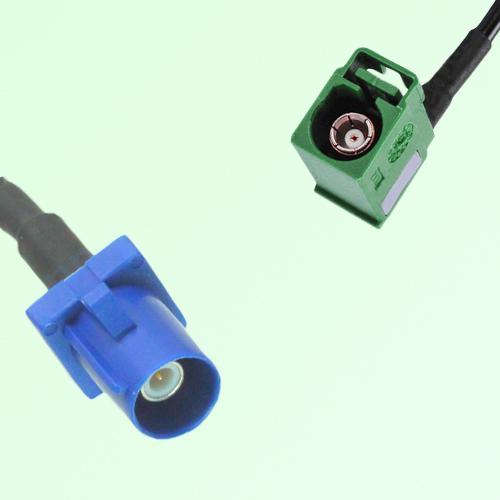 FAKRA SMB C 5005 blue Male Plug to E 6002 green Female Jack RA Cable