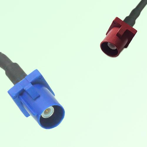 FAKRA SMB C 5005 blue Male Plug to L 3002 carmin red Male Plug Cable