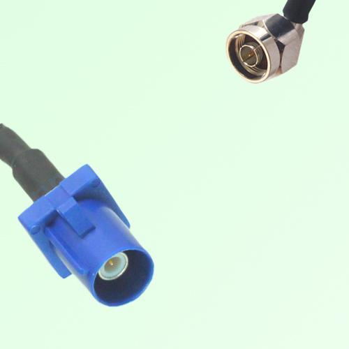FAKRA SMB C 5005 blue Male Plug to N Male Plug Right Angle Cable