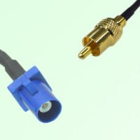FAKRA SMB C 5005 blue Male Plug to RCA Male Plug Cable