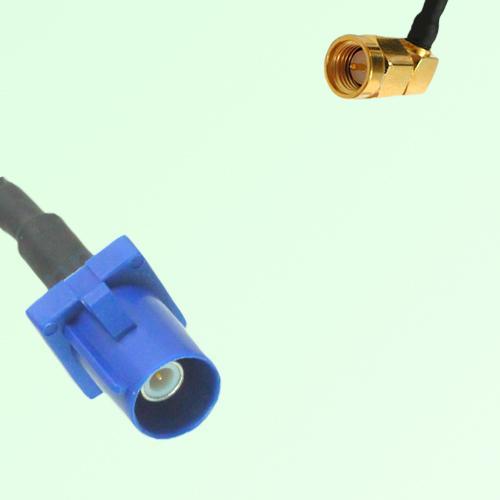 FAKRA SMB C 5005 blue Male Plug to SMA Male Plug Right Angle Cable
