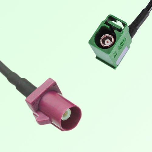 FAKRA SMB D 4004 bordeaux Male to E 6002 green Female RA Cable