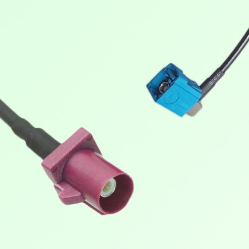 FAKRA SMB D 4004 bordeaux Male to Z 5021 Water Blue Female RA Cable