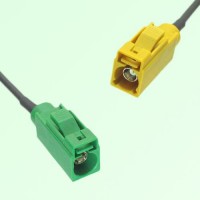 FAKRA SMB E 6002 green Female Jack to K 1027 Curry Female Jack Cable