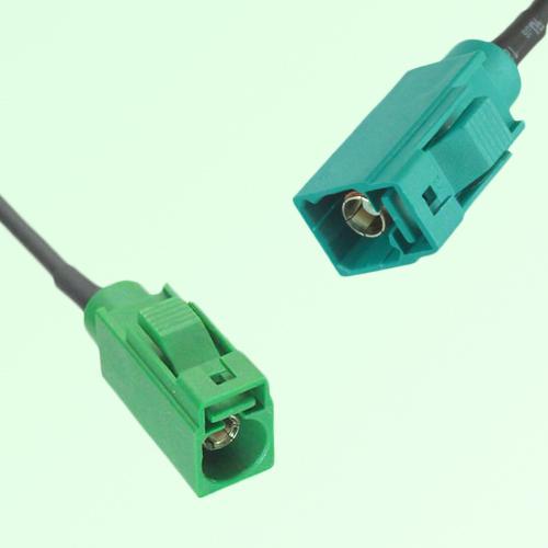 FAKRA SMB E 6002 green Female Jack to Z 5021 Water Blue Female Cable