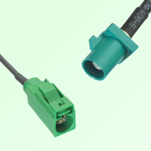 FAKRA SMB E 6002 green Female Jack to Z 5021 Water Blue Male Cable