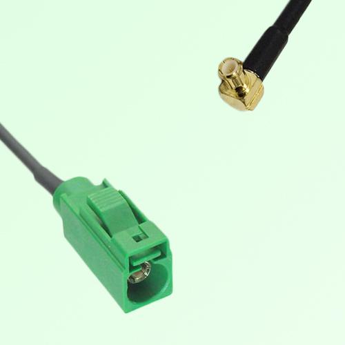 FAKRA SMB E 6002 green Female Jack to MCX Male Plug Right Angle Cable