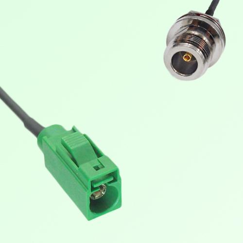 FAKRA SMB E 6002 green Female to N Front Mount Bulkhead Female Cable FAKRA SMB E 6002 green Female to N Front Mount Bulkhead Female Cable