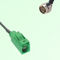 FAKRA SMB E 6002 green Female Jack to N Male Plug Right Angle Cable