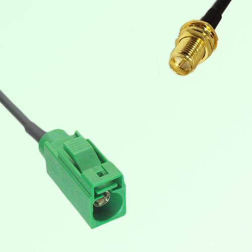 FAKRA SMB E 6002 green Female Jack to RP SMA Bulkhead Female Cable FAKRA SMB E 6002 green Female Jack to RP SMA Bulkhead Female Cable