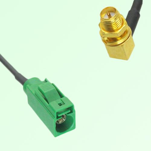 FAKRA SMB E 6002 green Female Jack to RP SMA Bulkhead Female RA Cable FAKRA SMB E 6002 green Female Jack to RP SMA Bulkhead Female RA Cable