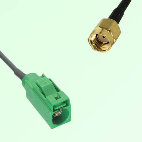FAKRA SMB E 6002 green Female Jack to RP SMA Male Plug Cable FAKRA SMB E 6002 green Female Jack to RP SMA Male Plug Cable