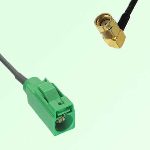 FAKRA SMB E 6002 green Female Jack to RP SMA Male Plug RA Cable